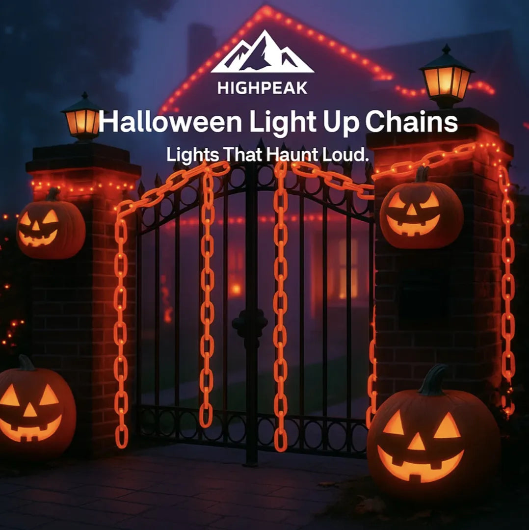 Holween Chain HighPeak Halloween Light Up Chains with 8 Glow Modes for Outdoor Decor