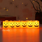 Halloween Pumpkin LED Candle Set: six glowing candles with 3.7 cm width and 4.5 cm height measurements.