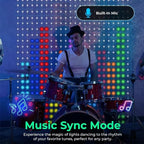 Halloween Smart Curtain Lights music-sync demonstration with a drummer and colorful sound-reactive light columns