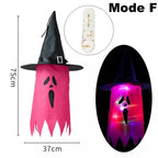 Halloween Witch Hat Lanterns rose red design with 75 × 37 cm size measurements and glowing view
