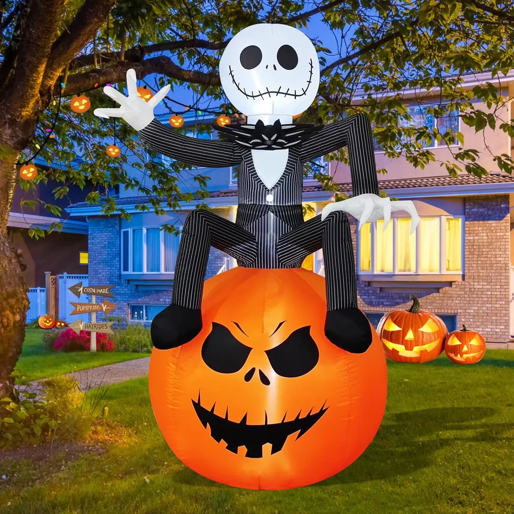 6ft Halloween Inflatable Skeleton Pumpkin