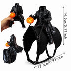 Headless Rider Cat Costume size diagram marking 17.6 × 14.5 cm with front and side product views.