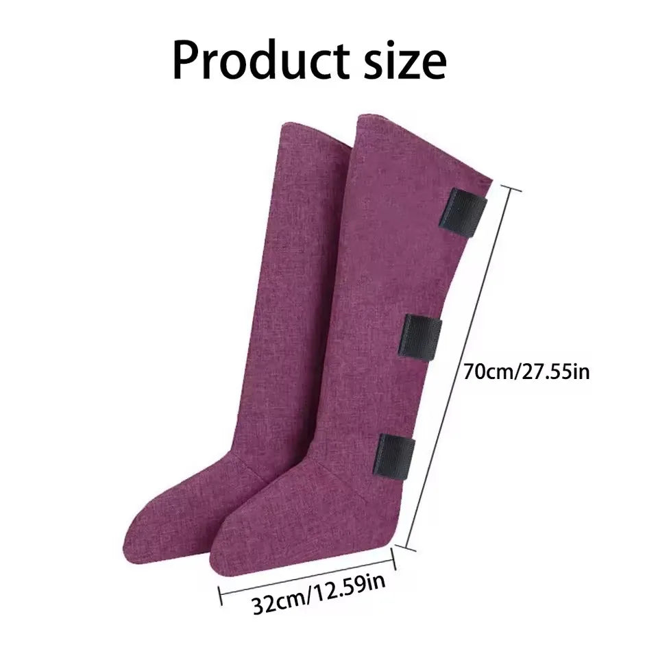 Heated Foot & Leg Boots size diagram showing 70 cm overall height and 32 cm foot section length