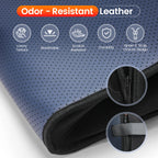 Heated Red Light Foot Wrap perforated blue surface close-up with zipper and adjustable strap insets