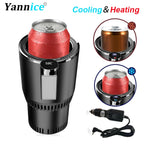 Heating Cooling Cup Holder supplier comparison showing red and gold cans in cooling and warming modes.