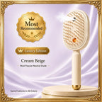 Heatless Straightening Brush in beige with fine-mist outlet, flexible teeth, and red-light feature