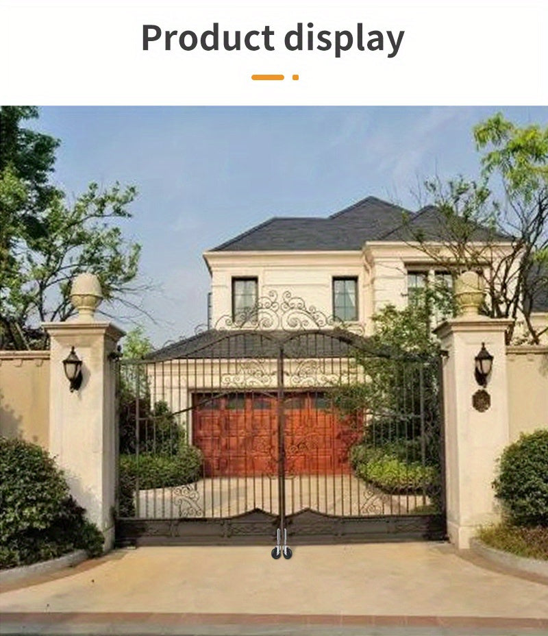 Heavy Duty Gate Wheel casters shown beneath a closed residential driveway gate