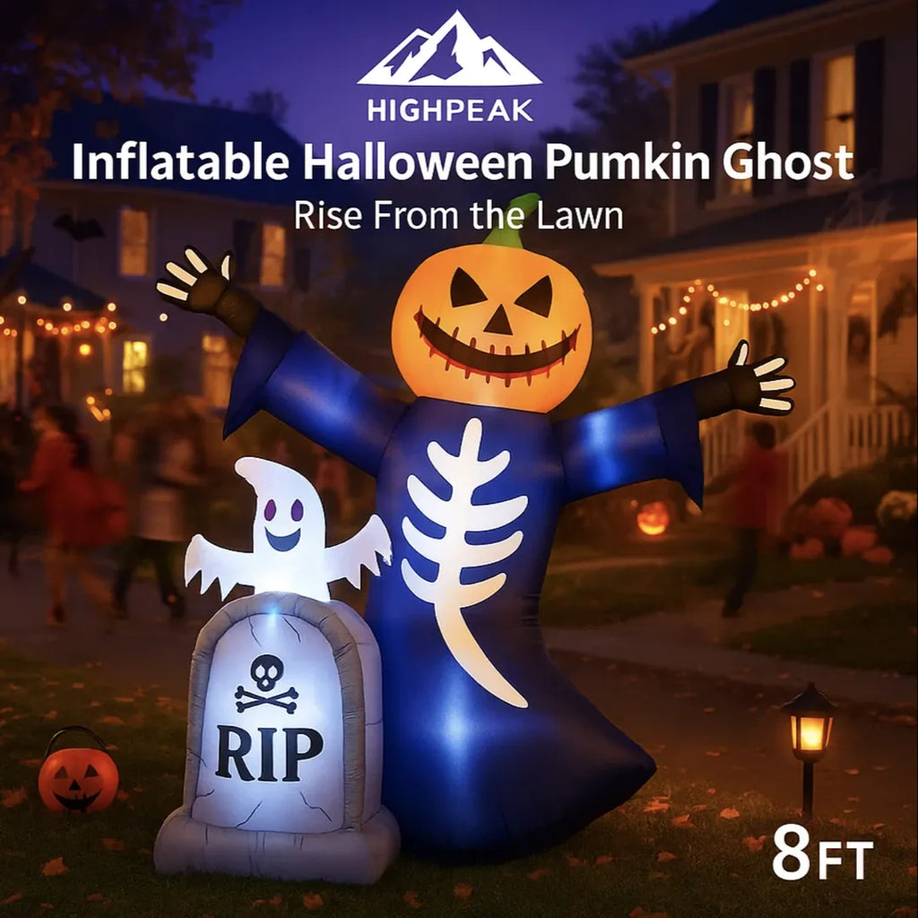 8ft Inflatable Halloween Pumpkin Ghost