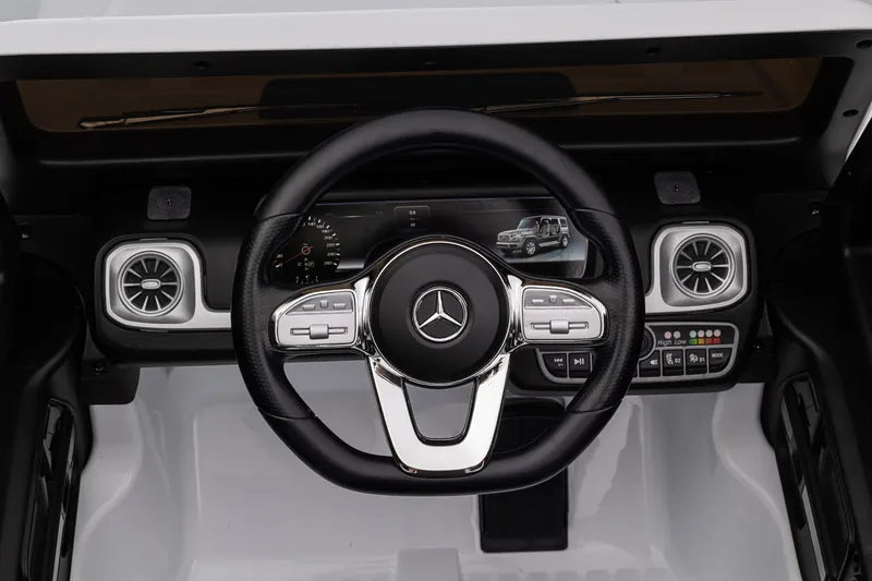 Driveable Mercedes-Benz Car dashboard with steering wheel, digital display, and detailed controls by HighPeak