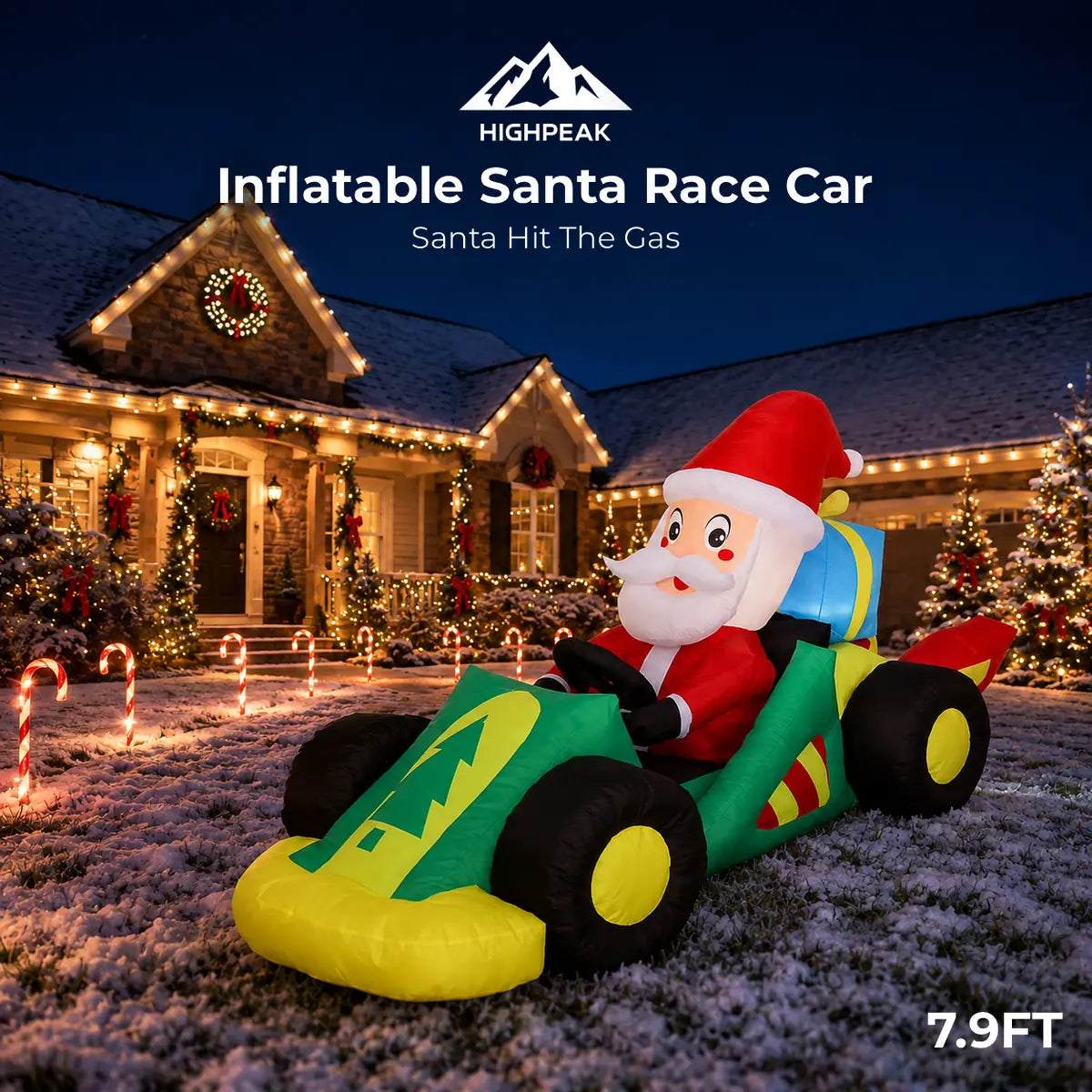 7.9FT Inflatable Santa Race Car