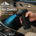 HighPeak Compressed Air Duster in black used to clean car interior vents and console with powerful air blast