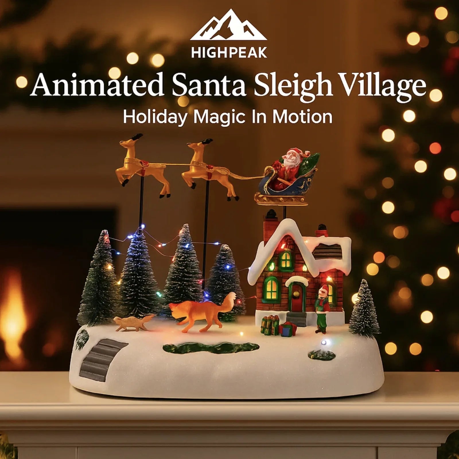 Animated Santa Sleigh Village