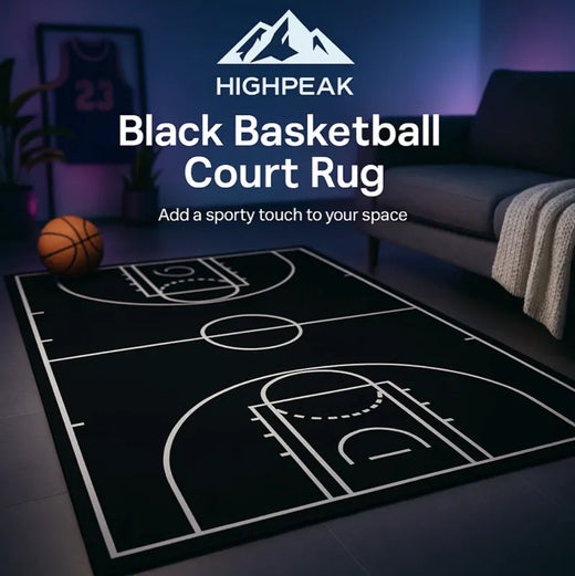 Black Basketball Court Rug