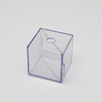 Clear cube fruit shaping mold shown from the side