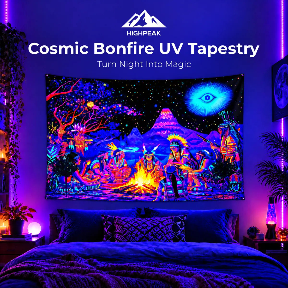 Cosmic Bonfire UV Tapestry