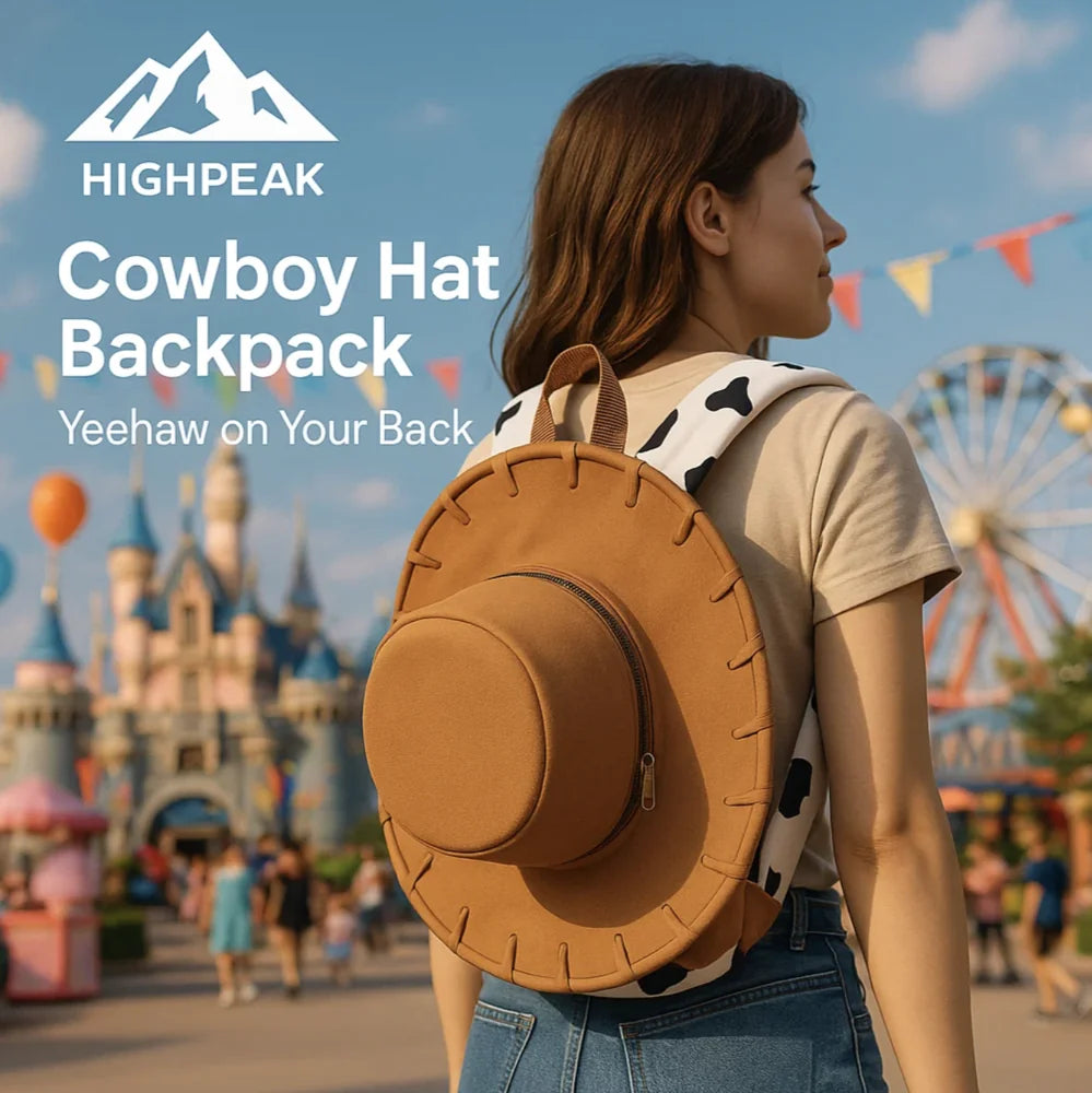 Hatpac HighPeak Cowboy Hat Backpack – Fun Unique Travel Bag for Kids & Adults