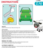 Illustrated sheep game assembly instructions and turn-taking rules