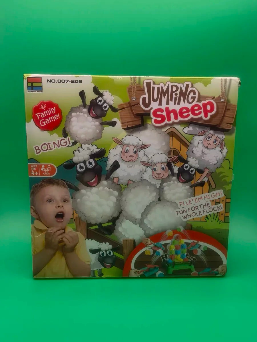 Front of the sheep catapult game box on a green background