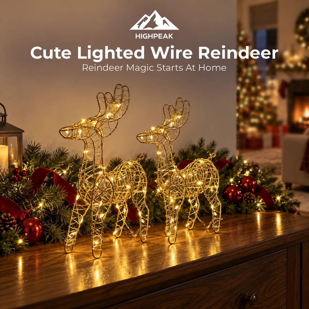 Cute Lighted Wire Reindeer