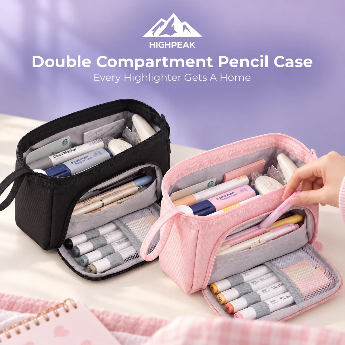 Double Compartment Pencil Case