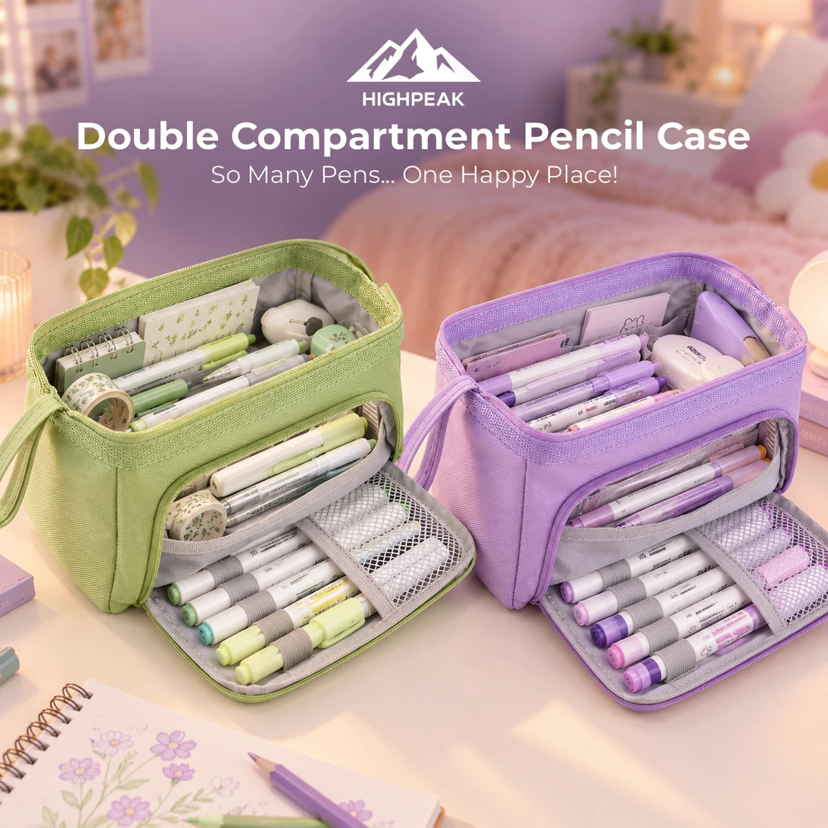 Double Compartment Pencil Case