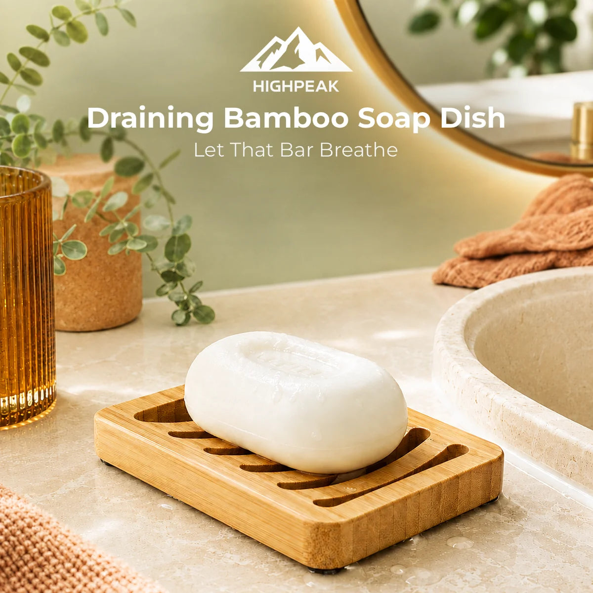Draining Bamboo Soap Dish