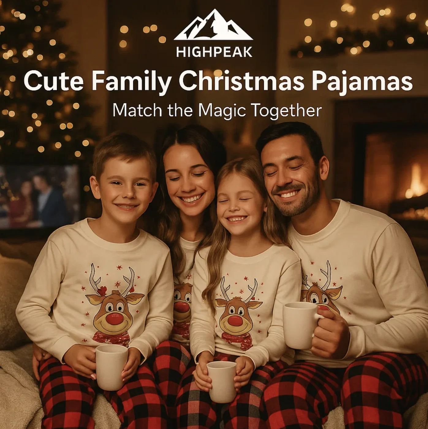 Cute Reindeer Family Christmas Pajamas