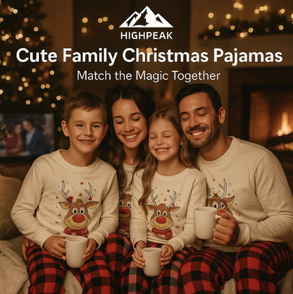 Cute Reindeer Family Christmas Pajamas