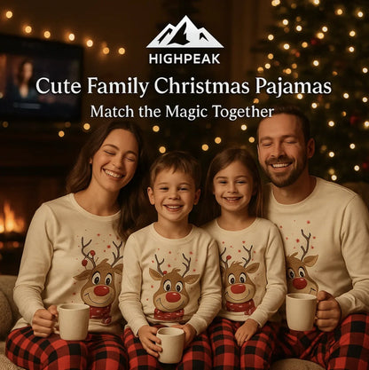 Cute Reindeer Family Christmas Pajamas