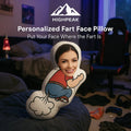 HighPeak Funny Personalized Fart Face Pillow with custom face print on soft plush cushion in a cozy bedroom setting