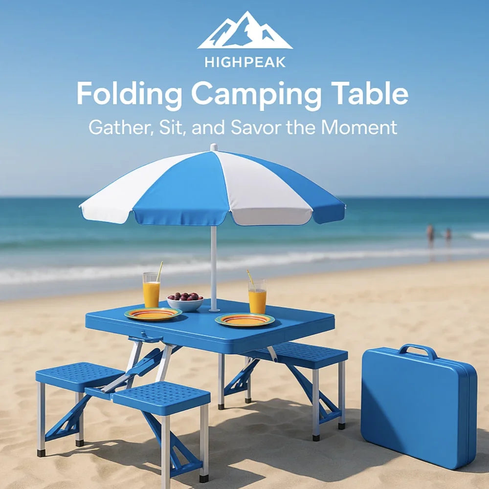 HighPeak Folding Camping Table with 4 Seats – Portable Picnic Set