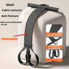 Black Foot Pedal Resistance Trainer draped over a stool with an 8 cm band width diagram and detail insets.
