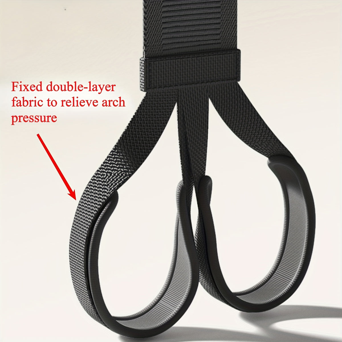Close-up of the Foot Pedal Resistance Trainer twin foot loops and stitched connections.