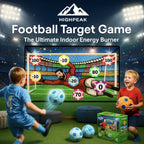 HighPeak Football Target Game set with colorful point target and soft balls played by kids indoors on green turf