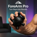 ForeArm Pro grip strength trainer in black held in hand, showcasing compact design by HighPeak for wrist and forearm workout.
