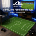 HighPeak GameZone™ Football/Soccer Field Rug in green with soft texture in a modern game room setting