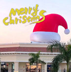 Giant Inflatable Santa Hat decorating a shopping center roof