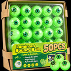 Glowing Eyeball Bouncy Balls in a retail display box labeled 50 pieces