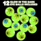Supplier graphic showing glowing eyeball balls with text stating 12 included; actual quantity follows selected pack