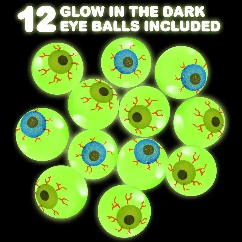 Supplier graphic showing glowing eyeball balls with text stating 12 included; actual quantity follows selected pack