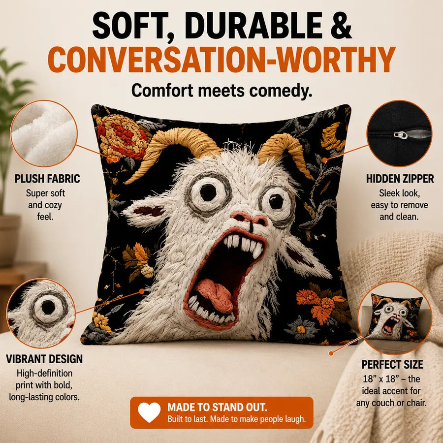 Funny Screaming Goat Pillow