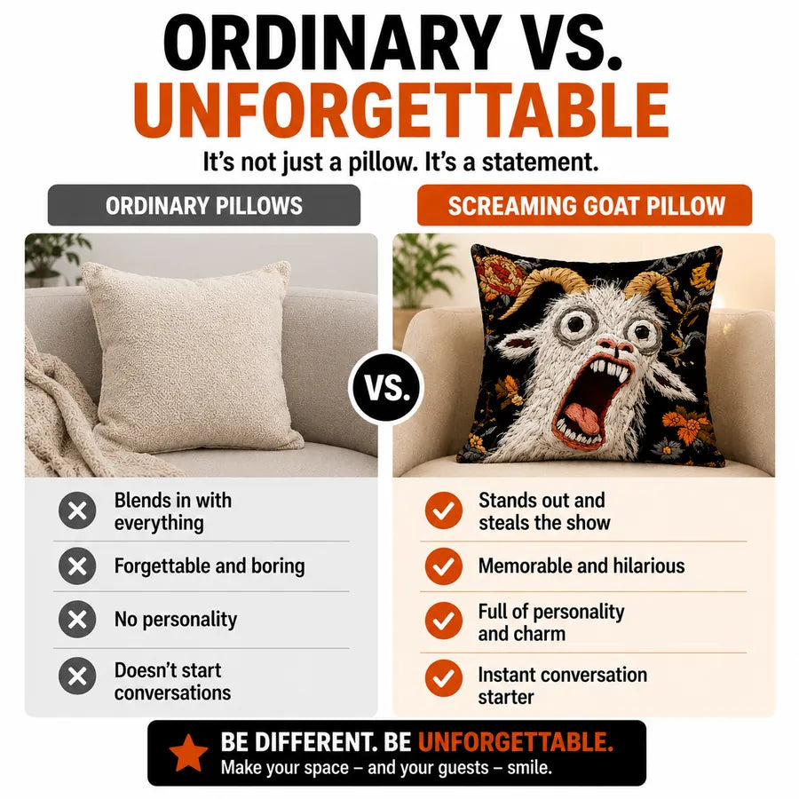 Funny Screaming Goat Pillow