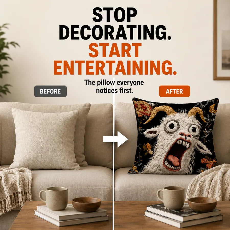 Funny Screaming Goat Pillow