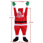 Hanging Santa Claus Decor size guide showing the 170 cm decoration in a red suit with green mittens.