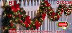 Supplier promotional image of 270 cm Christmas garland, Type B, with red bows on a white fence.