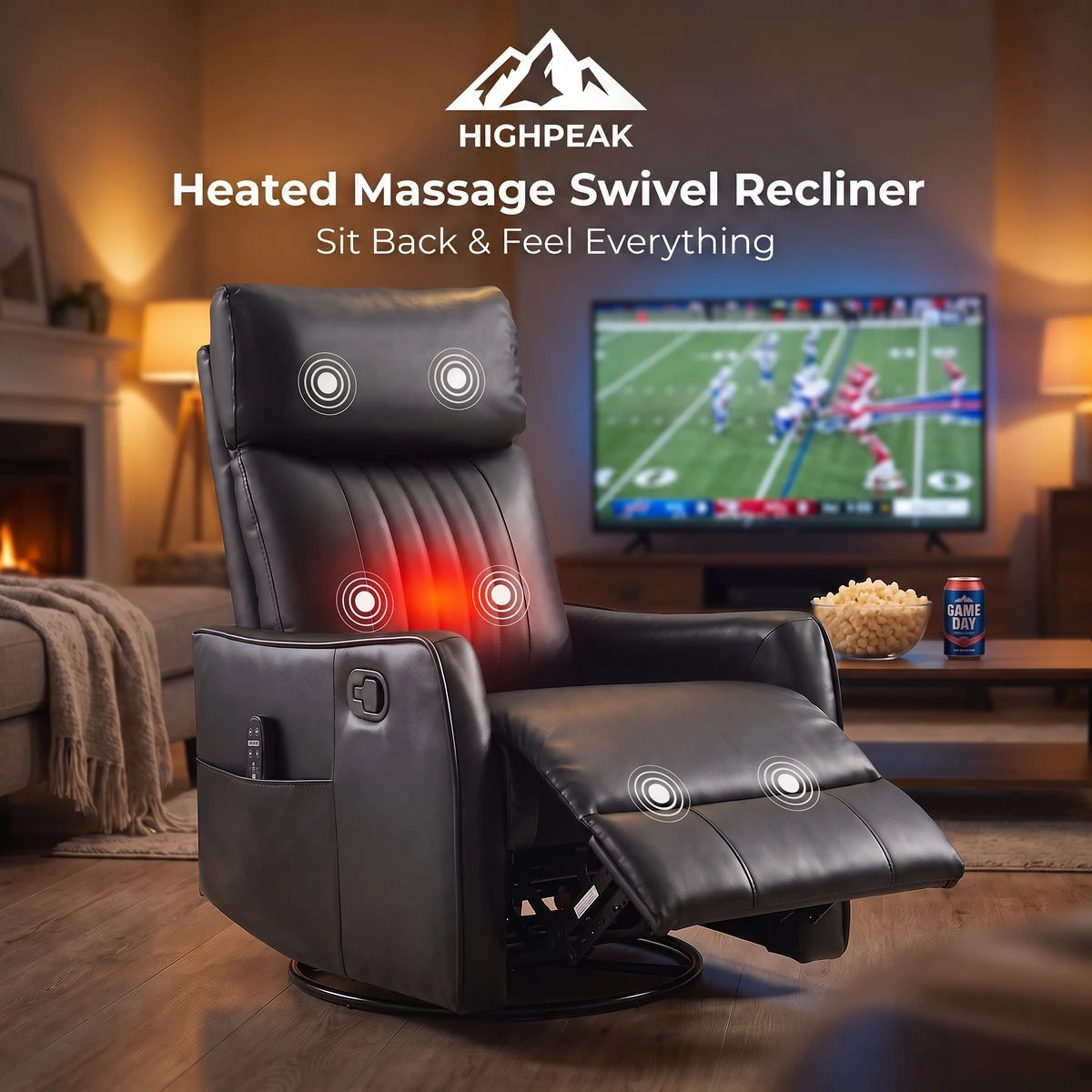 Heated Massage Swivel Recliner