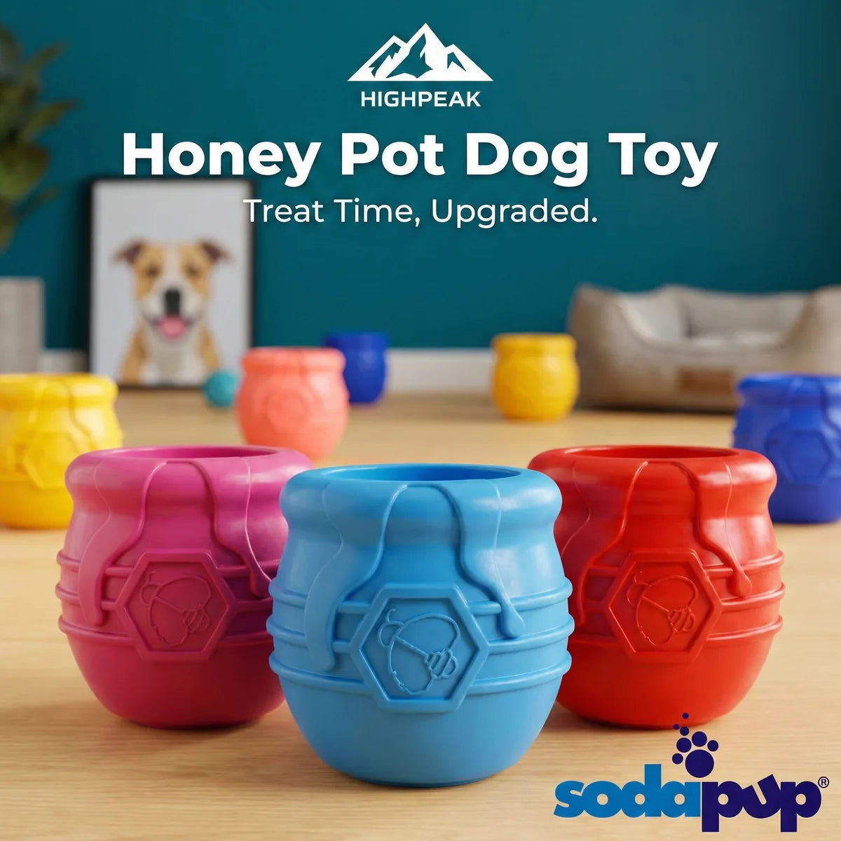 HighPeak SodaPup Honey Pot Enrichment Toy – Strong Dog Treat Dispenser