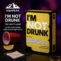 HighPeak I'm Not Drunk Party Game box in yellow with cards on a table, perfect for adult drinking challenges and parties.