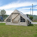 Inflatable Car Camping Tent with open front entrance, mesh windows and interior inflatable frame visible