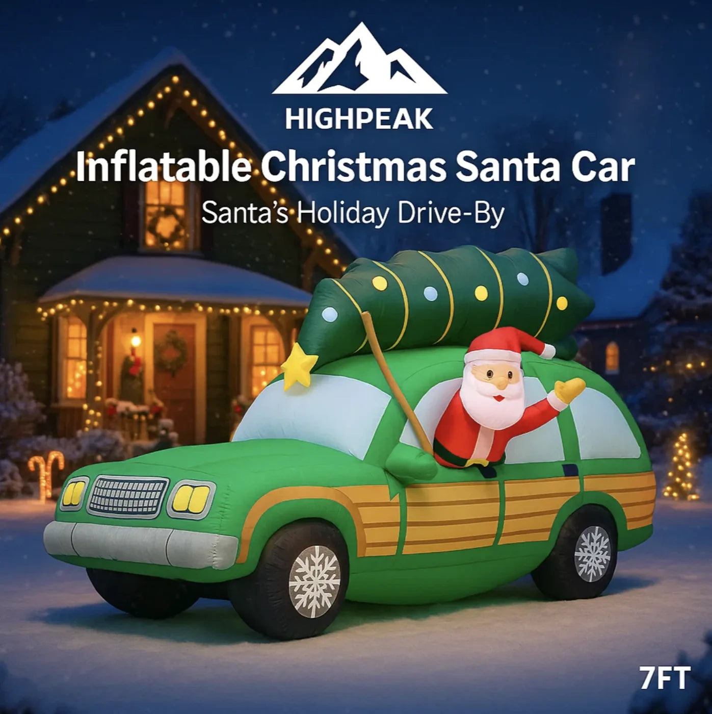 7FT Inflatable Christmas Santa Car